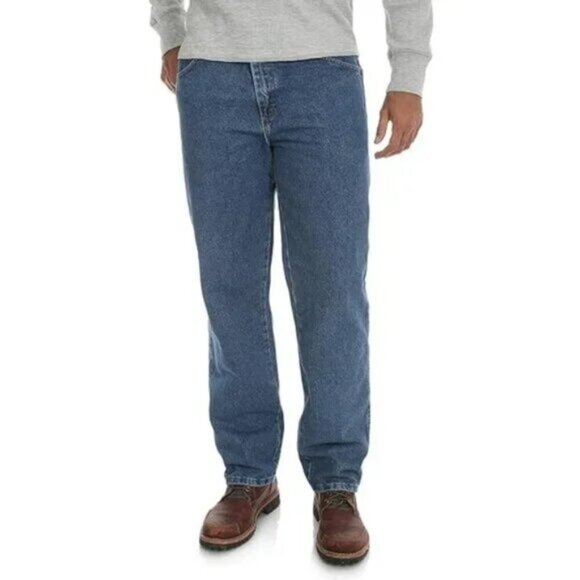 SOLD NWT Wrangler 34x30 Rustler Men's Blue Relaxed Fit Straight Leg Cotton Jeans - Picture 1 of 5